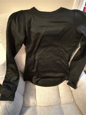 Black Long Sleeve Puff Shoulder Tee